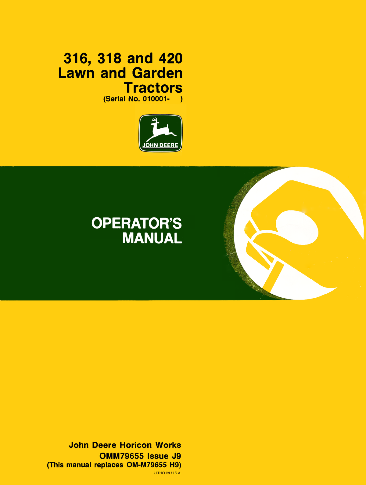 John Deere 316, 318 and 420 Lawn and Garden Tractors Operator's Manual