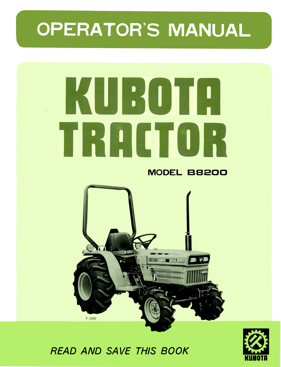 Kubota Tractor B8200 Operator's Manual