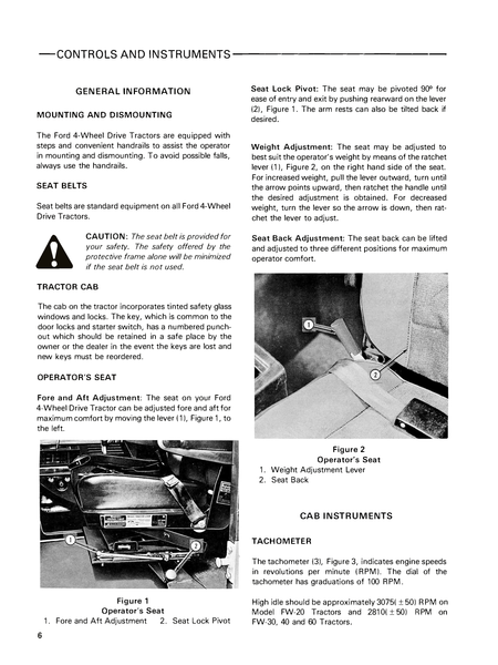 Ford FW-20, FW-30, FW-40, FW-60 Tractors Operator's Manual