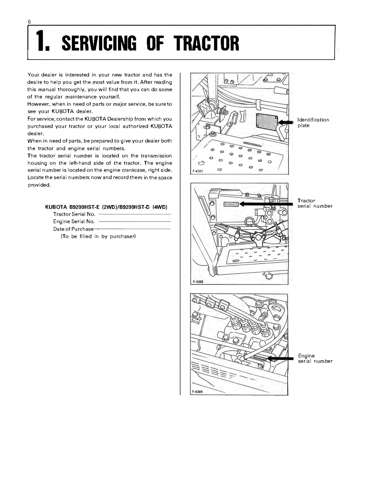 Kubota Tractor B9200HST Operator's Manual