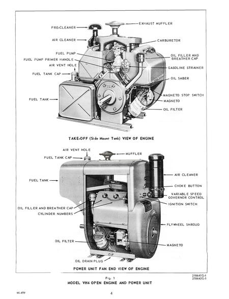 Wisconsin Air-Cooled 4 Cyl Engines VH4 and VH4D Instruction and Parts download